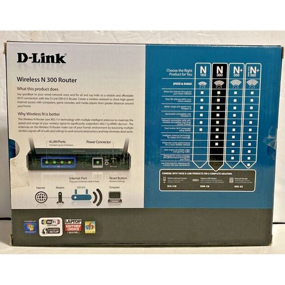 D-Link DIR-615 Wireless-N 300 Wifi Router 4 Port 10/100 Networking N300 unit -A- - Picture 2 of 6